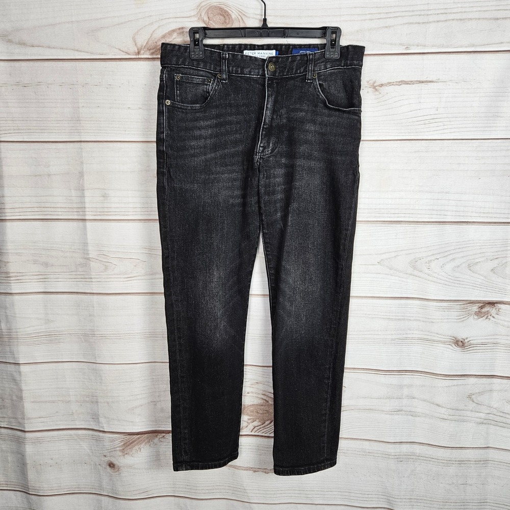 Peter Manning Johnny Jeans Mens 31x26 Slim Fit Faded Black Denim PMNYC